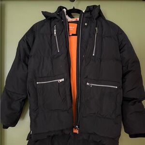 Oralay Kids Black Down Jacket with Orange Lining